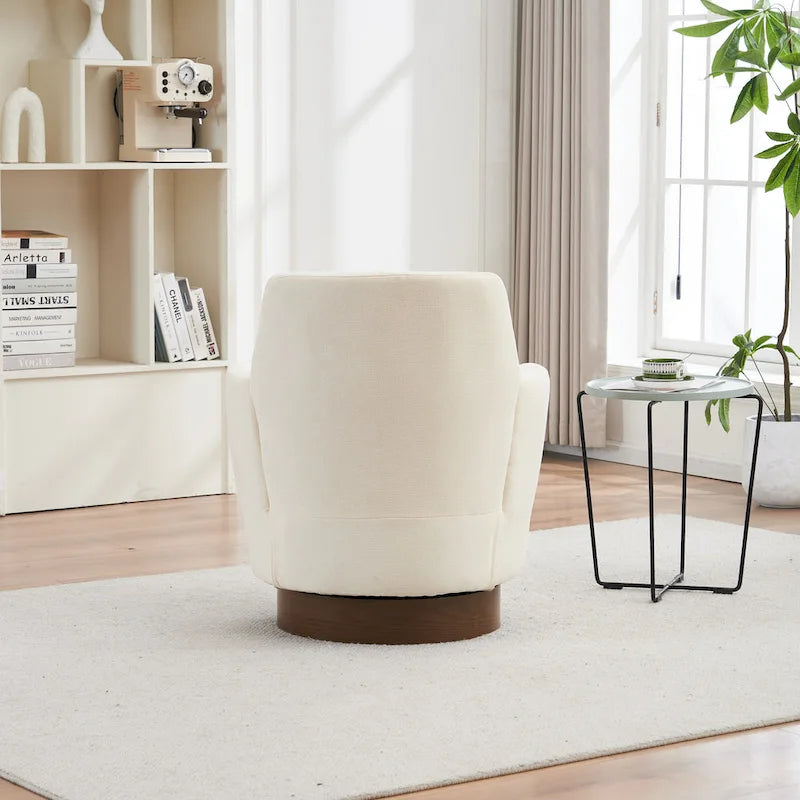 29.3 Upholstered Swivel Barrel Chair with Stainless Steel Base
