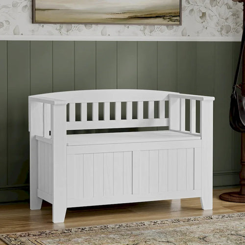 WYNDENHALL Normandy 36 Wide Solid Wood Transitional Small Entryway Storage Bench - 36 Inches wide