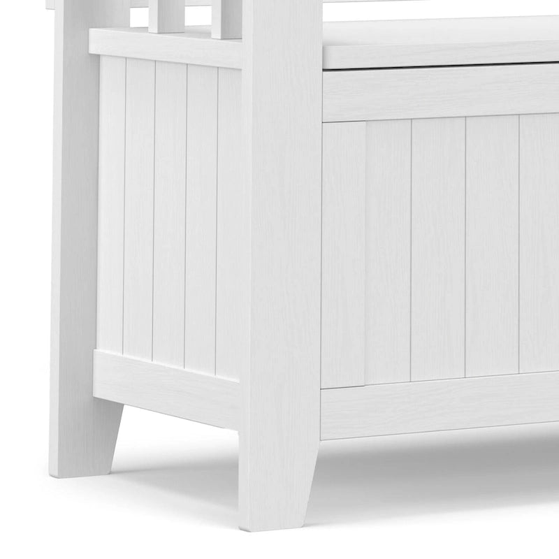 Banc de rangement transitionnel en bois massif, 36 po de largeur, pour petite entrée