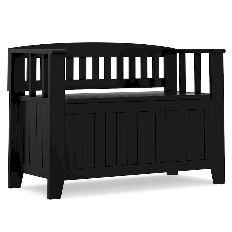 Banc de rangement transitionnel en bois massif, 36 po de largeur, pour petite entrée