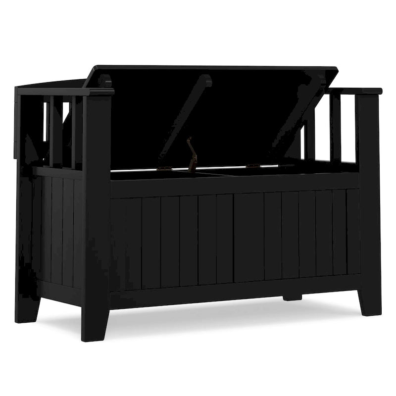 Banc de rangement transitionnel en bois massif, 36 po de largeur, pour petite entrée