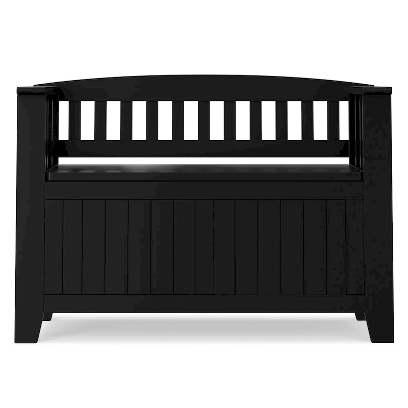 Banc de rangement transitionnel en bois massif, 36 po de largeur, pour petite entrée