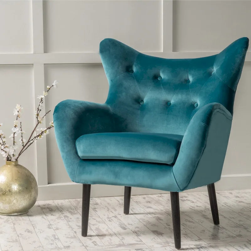 Fauteuil rembourré du milieu du siècle 30,25P x 34,25L x 39,75H
