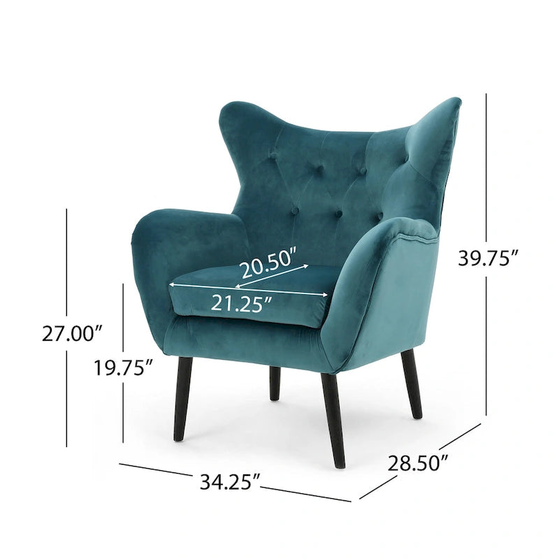 Fauteuil rembourré du milieu du siècle 30,25P x 34,25L x 39,75H
