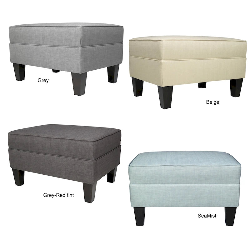 Fabric Upholstered Square Welted Ottoman