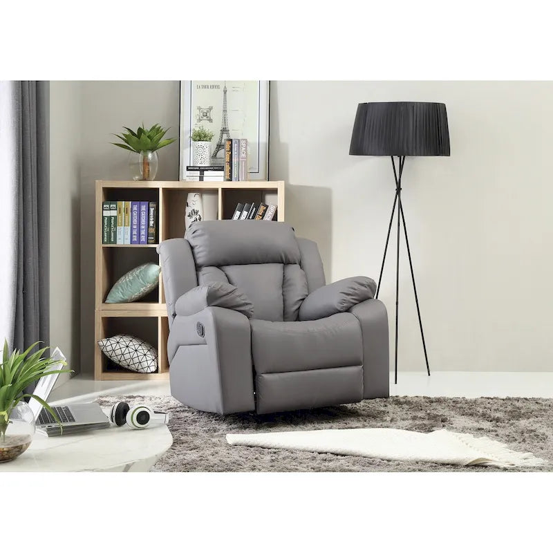 Faux Leather Upholstery Reclining Chair - 38L x 37W x 41H