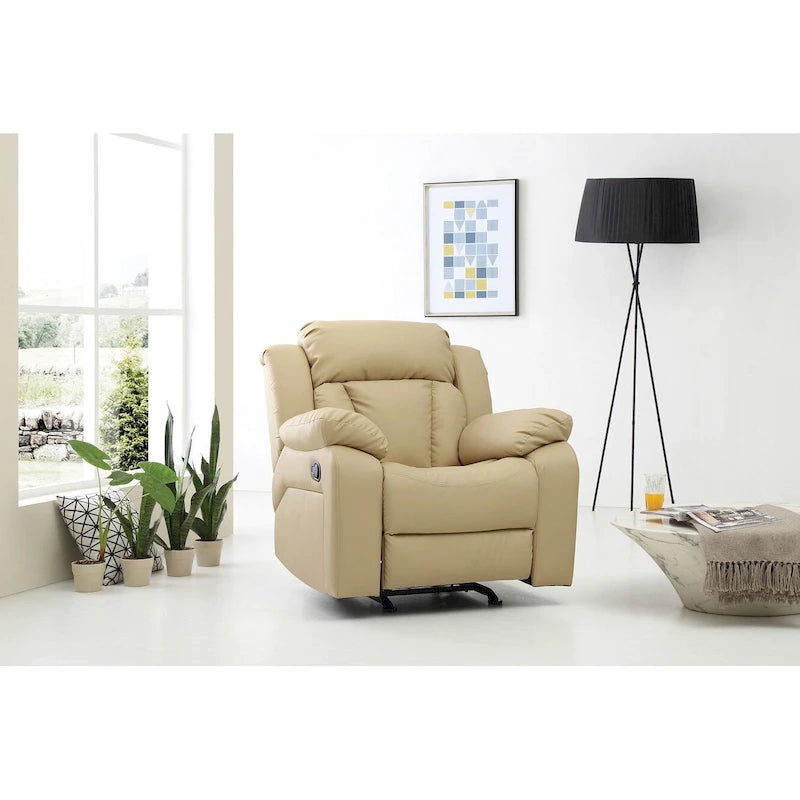 Faux Leather Upholstery Reclining Chair - 38L x 37W x 41H