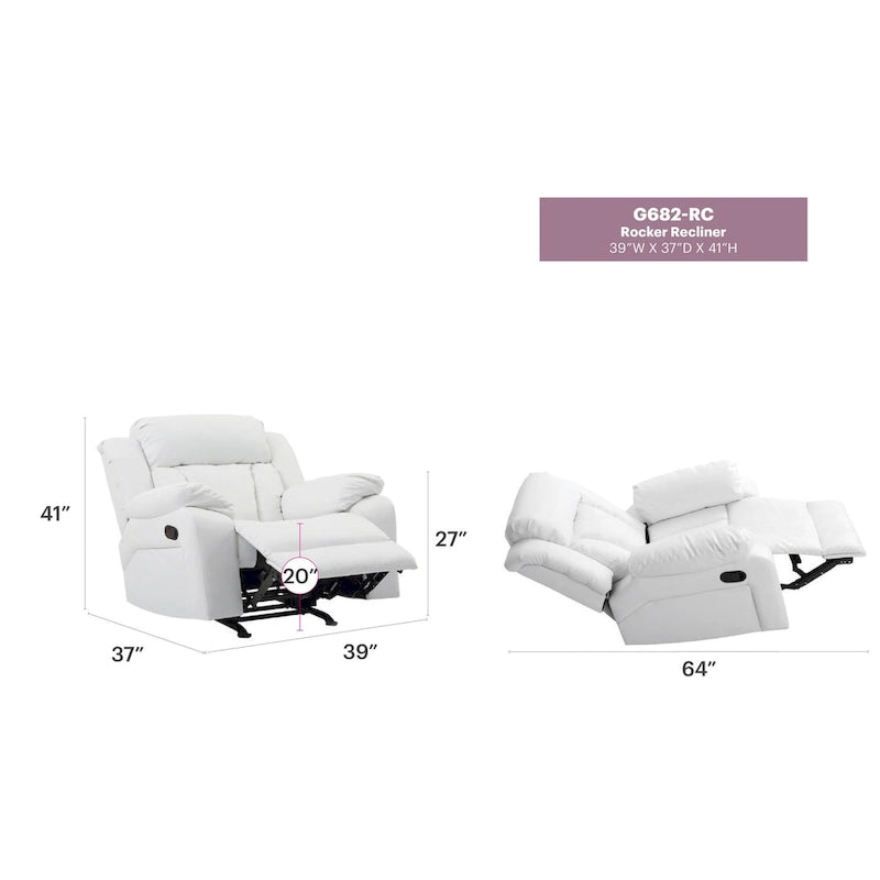 Fauteuil inclinable en similicuir - 38L x 37P x 41H