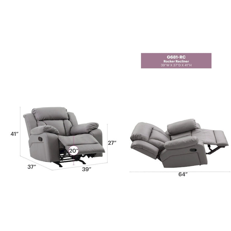 Fauteuil inclinable en similicuir - 38L x 37P x 41H