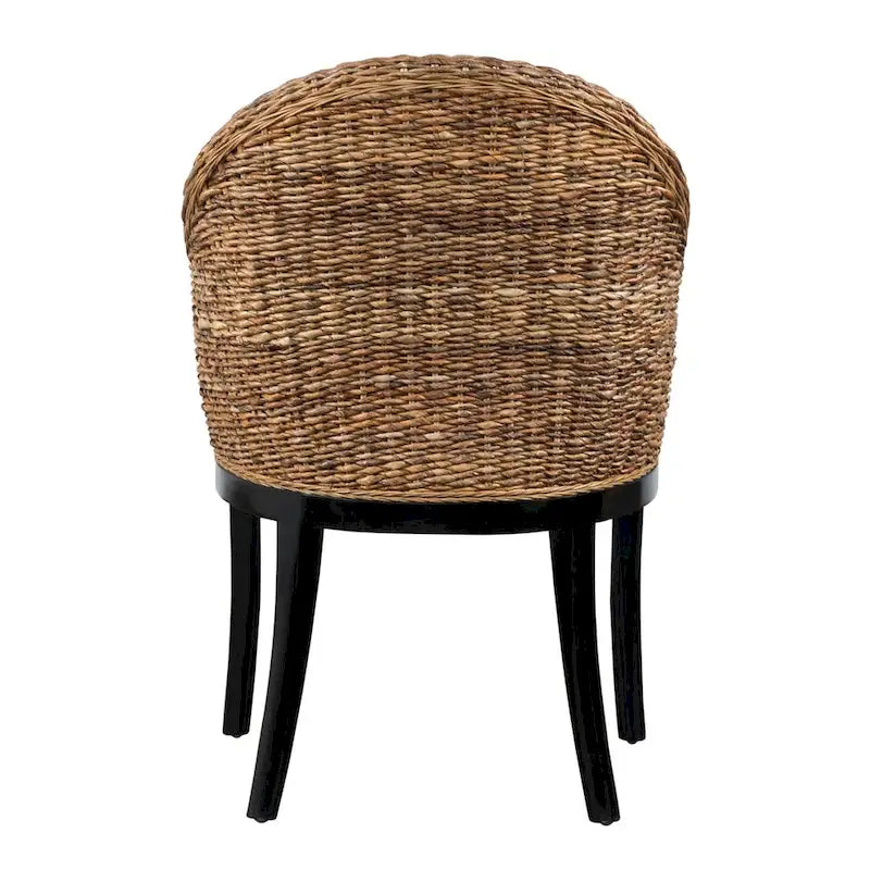 Side Chair Handwoven Rattan Wicker Dining Chair with Cream Cushion and Wood Legs