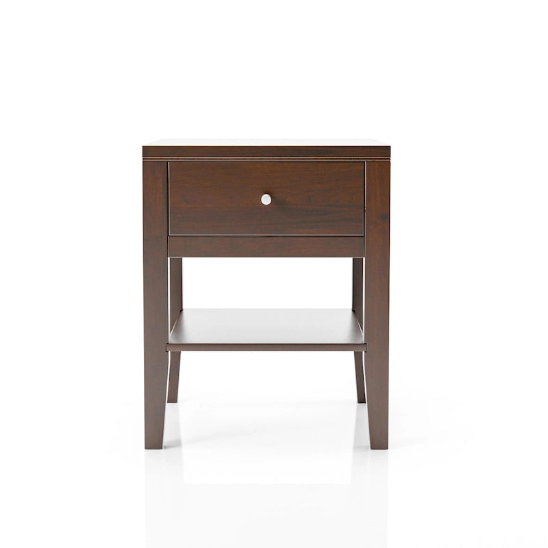 Mid-Century Modern Solid Wood 1-Drawer Nightstand