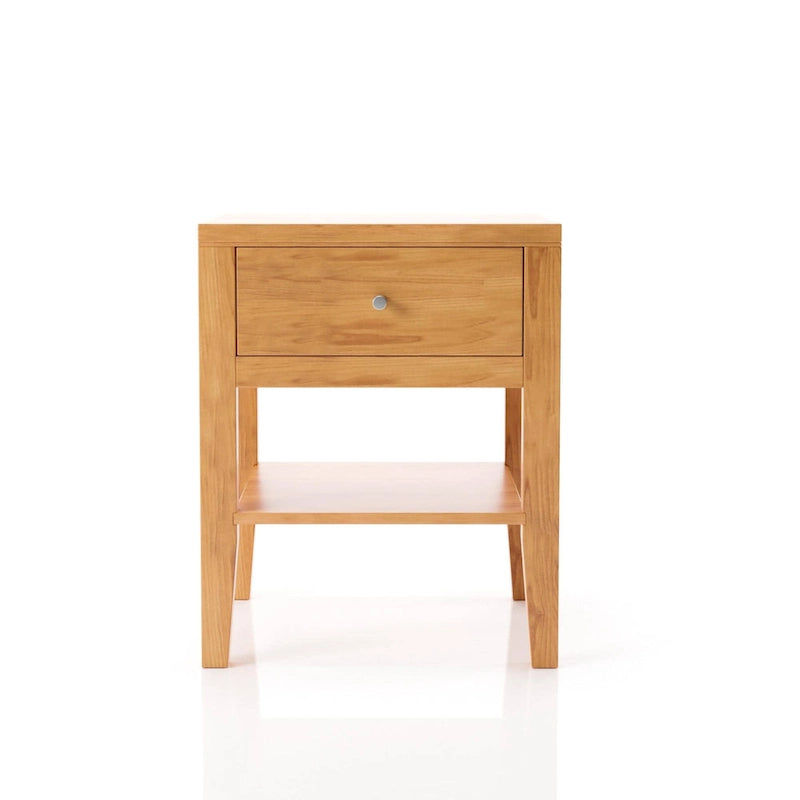 Mid-Century Modern Solid Wood 1-Drawer Nightstand