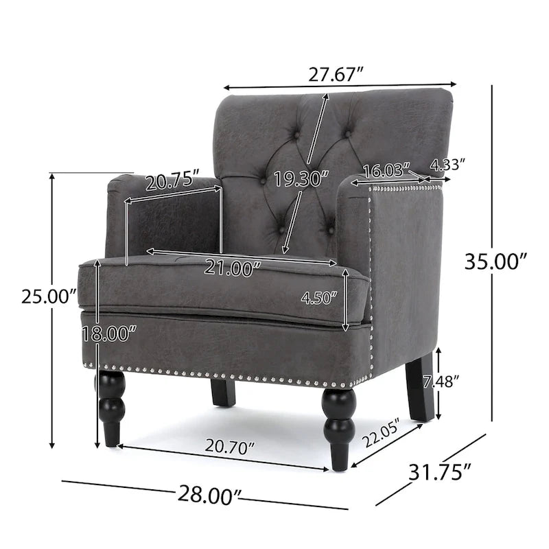 Microfiber Club Chair - 28.00 L x 29.50 W x 33.50 H