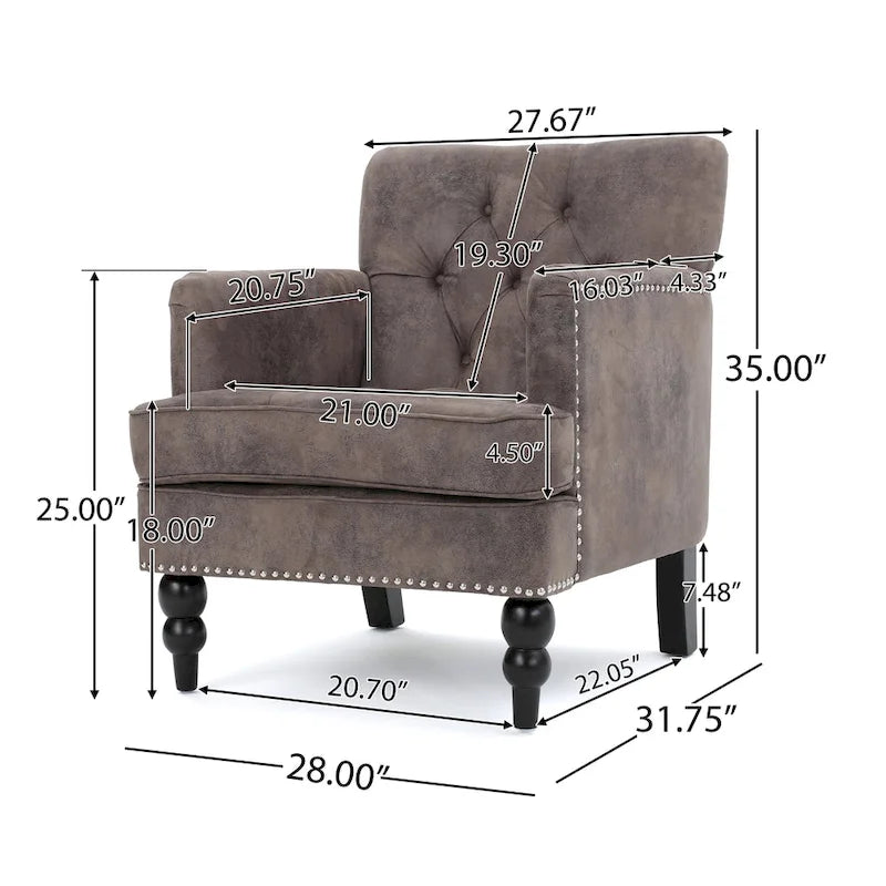 Fauteuil club en microfibre - 28.00 L x 29.50 P x 33.50 H