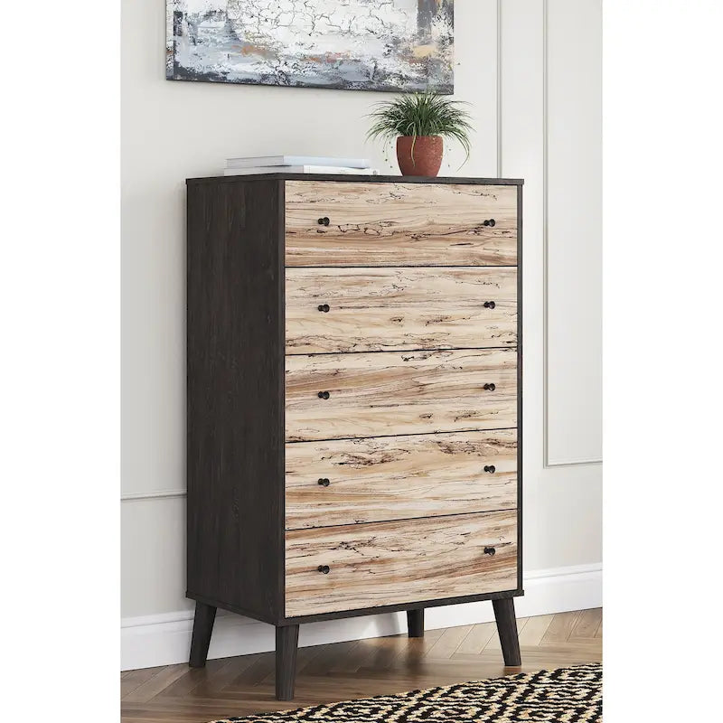 Two-Tone Chest with Matte White Finish and Sugarberry Wood Grain