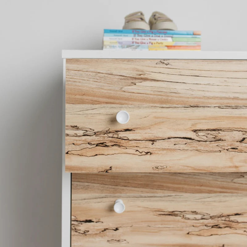 Two-Tone Chest with Matte White Finish and Sugarberry Wood Grain