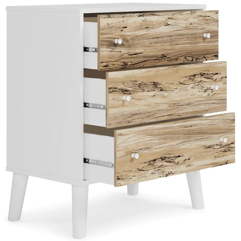 Commode bicolore avec finition blanc mat et veinage bois Sugarberry