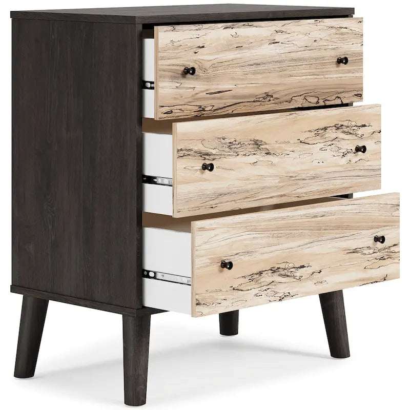 Commode bicolore avec finition blanc mat et veinage bois Sugarberry