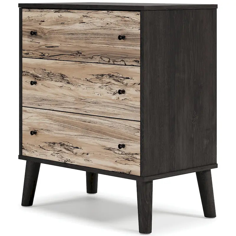 Commode bicolore avec finition blanc mat et veinage bois Sugarberry