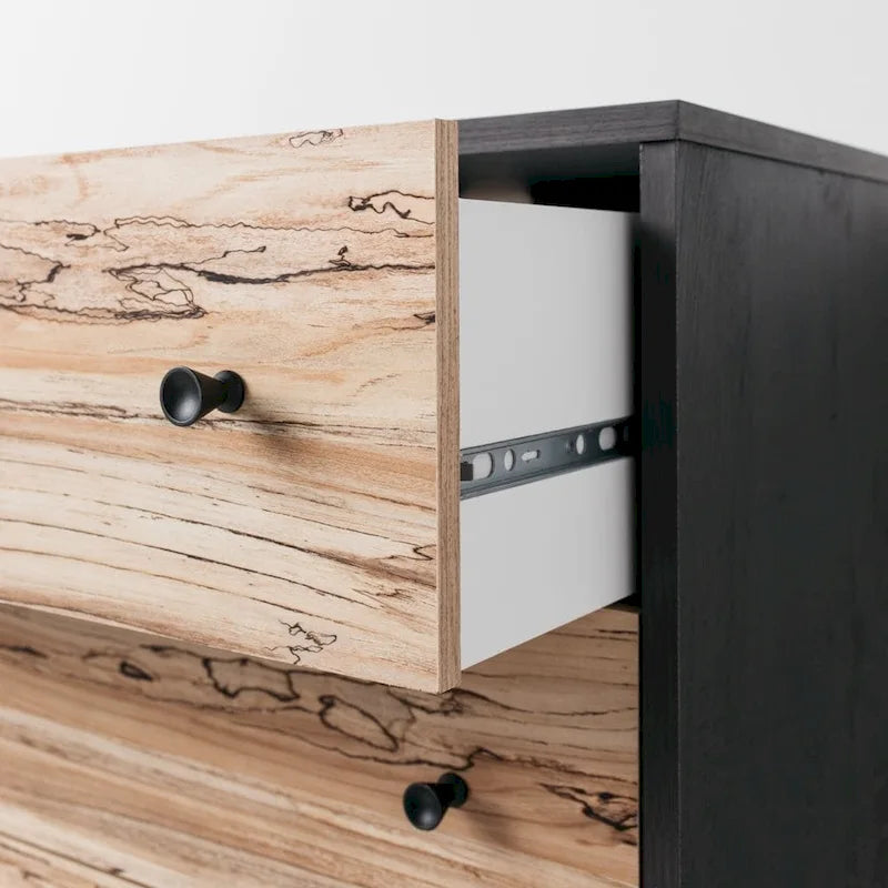 Commode bicolore avec finition blanc mat et veinage bois Sugarberry