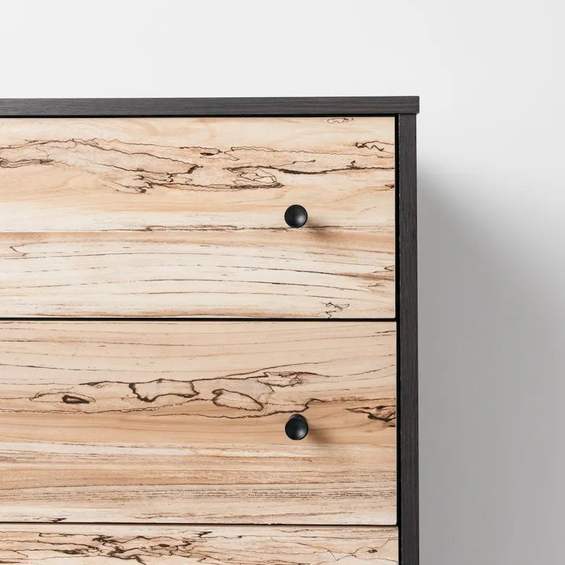 Commode bicolore avec finition blanc mat et veinage bois Sugarberry