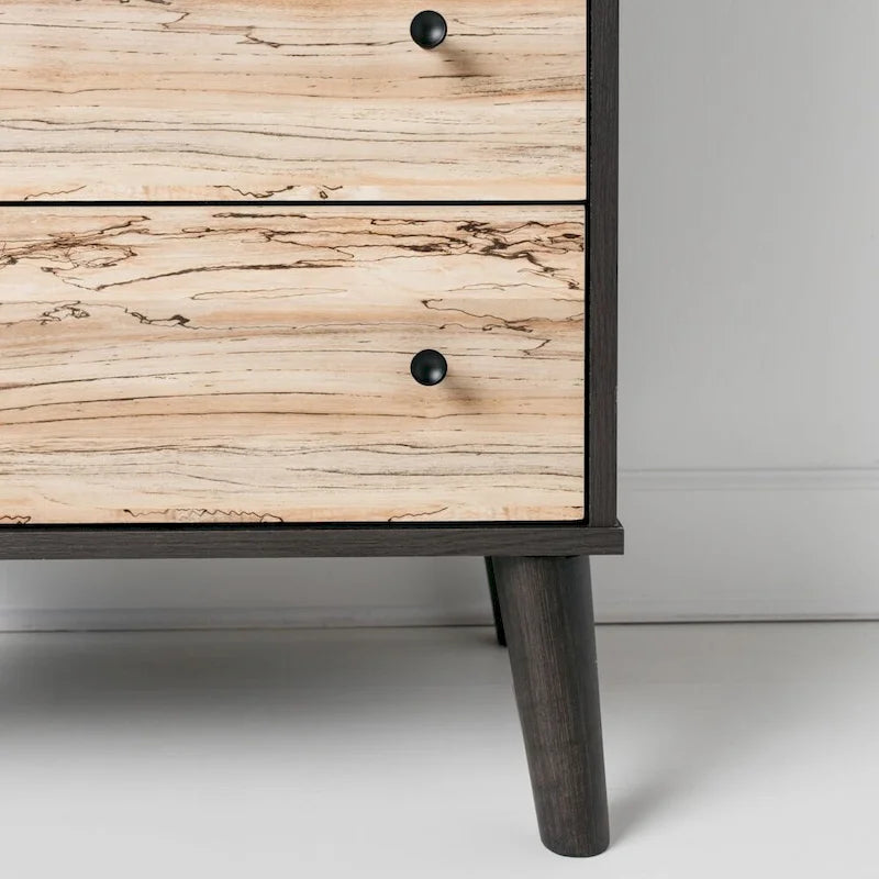Commode bicolore avec finition blanc mat et veinage bois Sugarberry