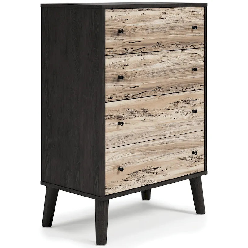 Commode bicolore avec finition blanc mat et veinage bois Sugarberry