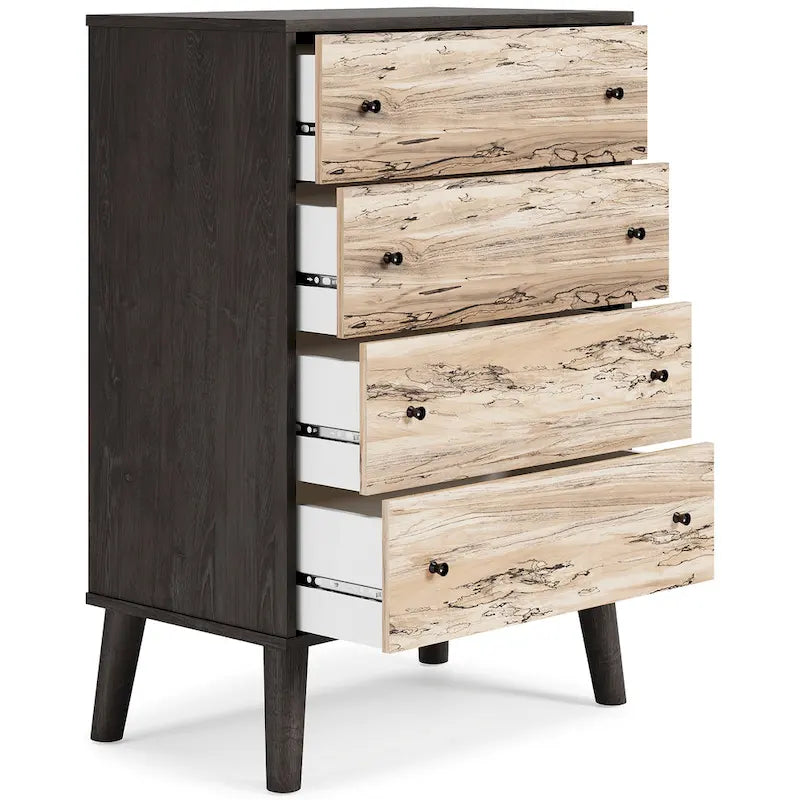 Commode bicolore avec finition blanc mat et veinage bois Sugarberry