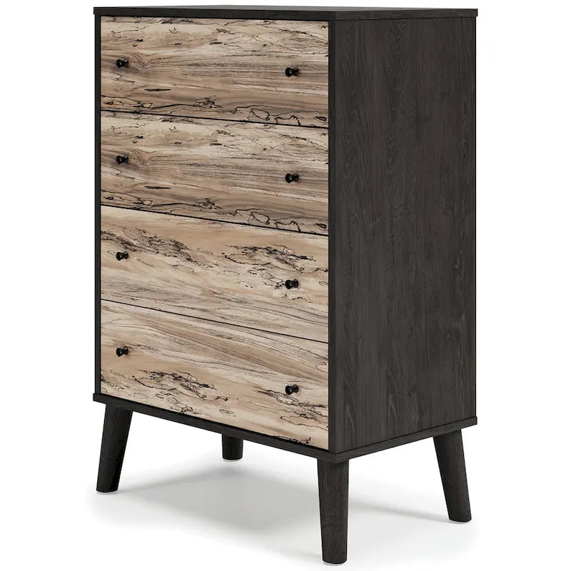 Commode bicolore avec finition blanc mat et veinage bois Sugarberry