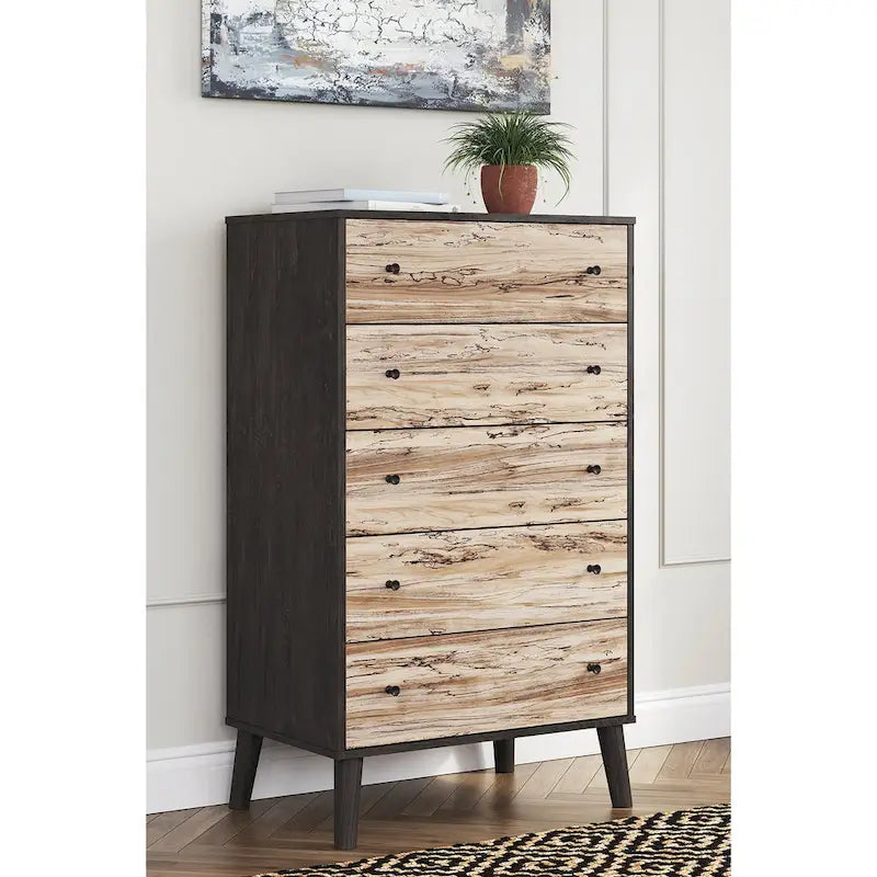 Commode bicolore avec finition blanc mat et veinage bois Sugarberry
