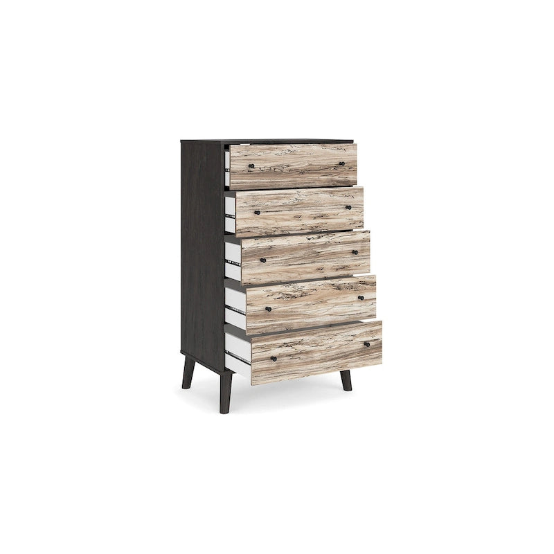 Commode bicolore avec finition blanc mat et veinage bois Sugarberry