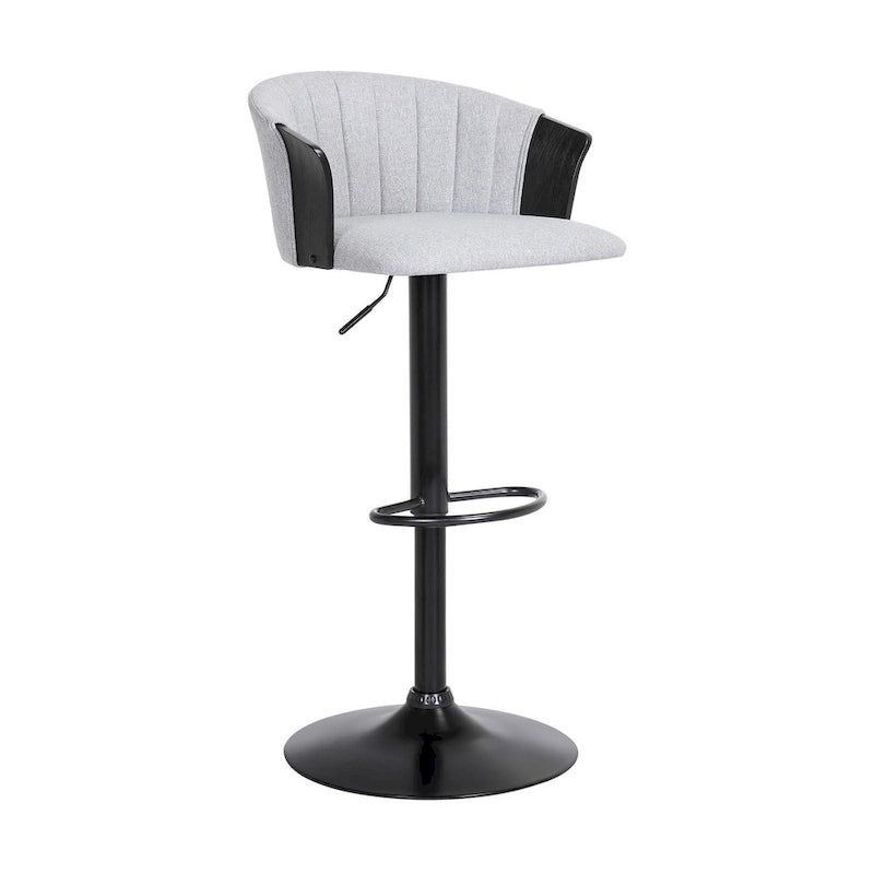 24-33 Inch Adjustable Height Swivel Barstool Chair, Light Gray Fabric