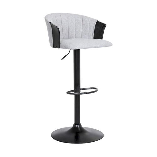 24-33 Inch Adjustable Height Swivel Barstool Chair, Light Gray Fabric