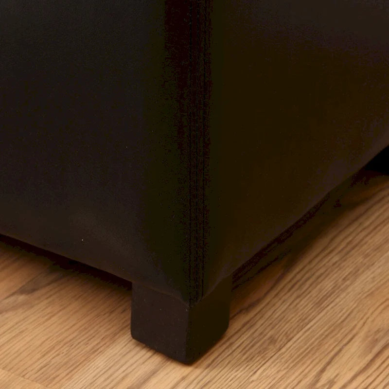 Black Faux-Leather Storage Bench with Removable Lid