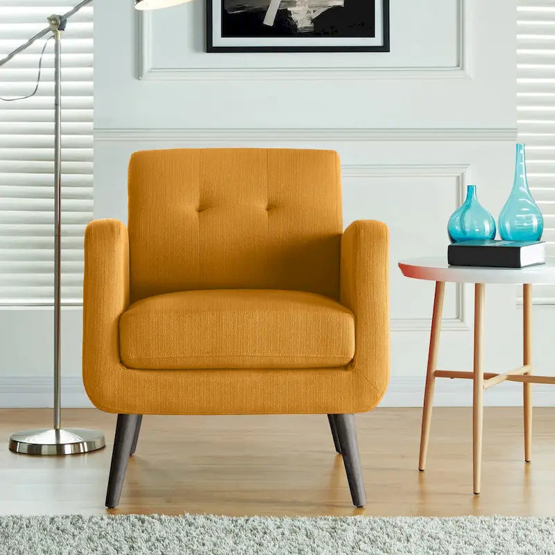 Fauteuil d'appoint jaune moutarde de style mid-century
