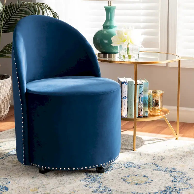 Fauteuil d'appoint roulant en velours Glam et Luxe