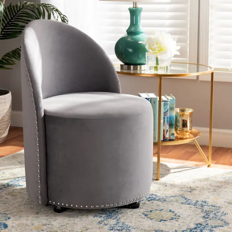 Fauteuil d'appoint roulant en velours Glam et Luxe