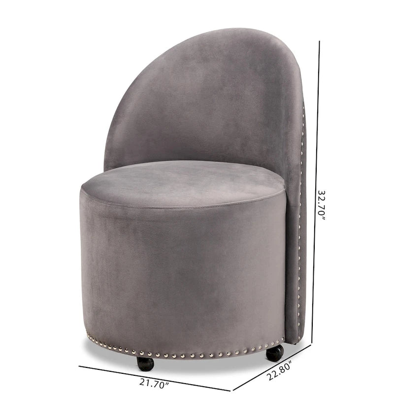Fauteuil d'appoint roulant en velours Glam et Luxe