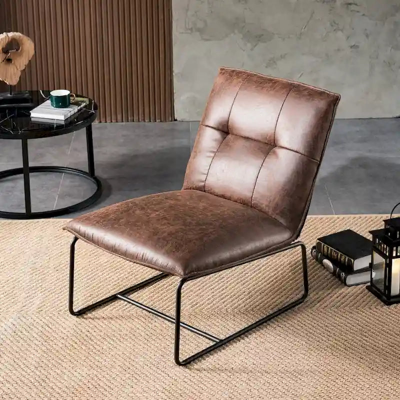 Mid-Century Suede Fabric Armless Accent Chair