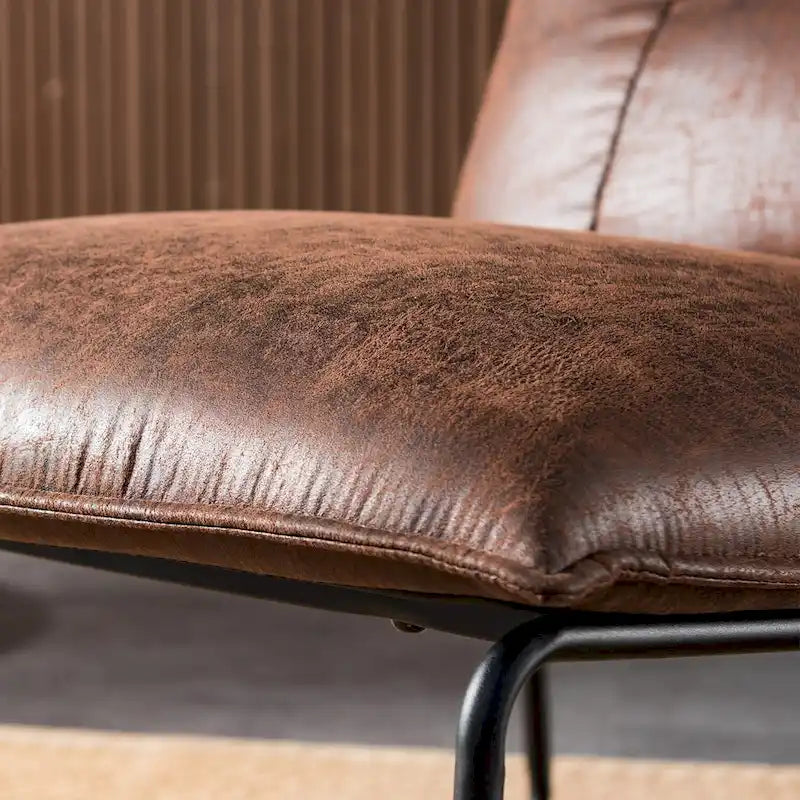 Mid-Century Suede Fabric Armless Accent Chair