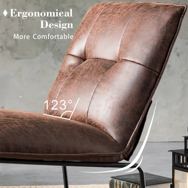 Chaise d'appoint sans accoudoirs en suédine style Mid-Century