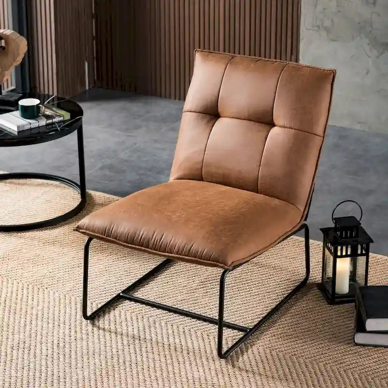 Chaise d'appoint sans accoudoirs en suédine style Mid-Century