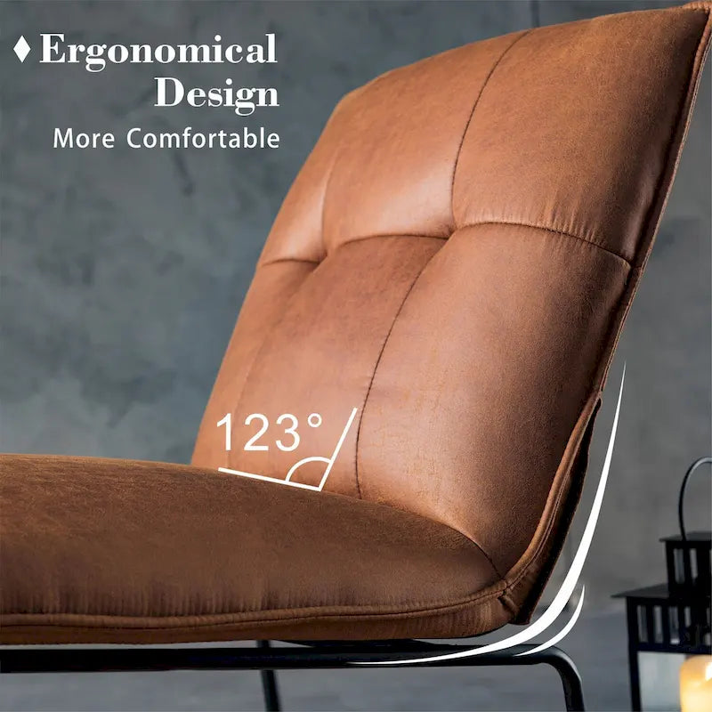 Chaise d'appoint sans accoudoirs en suédine style Mid-Century
