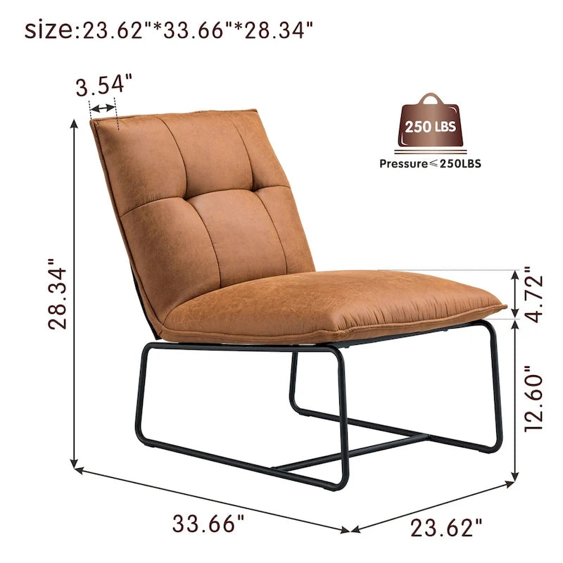 Chaise d'appoint sans accoudoirs en suédine style Mid-Century