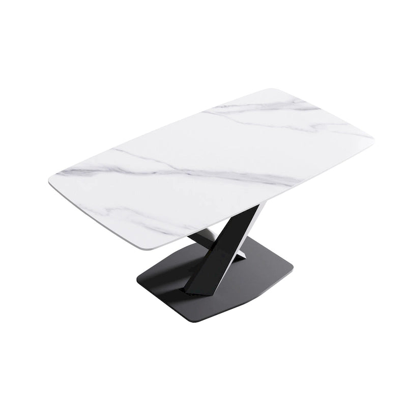 63 inch Modern White Rectangular Dining Table