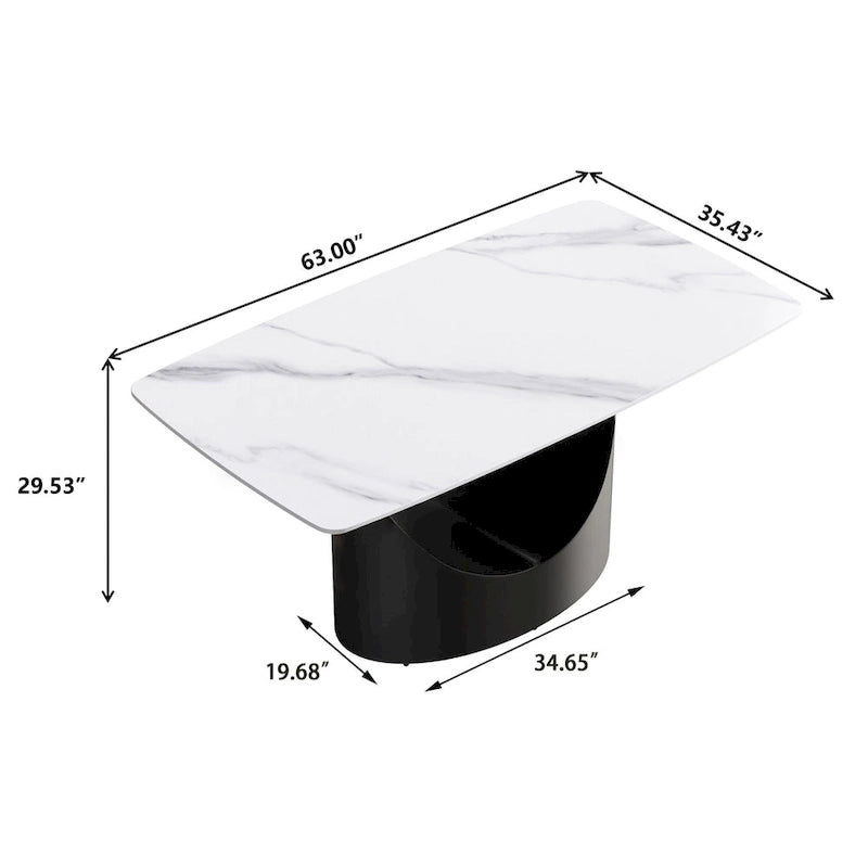 63 inch Modern White Rectangular Dining Table