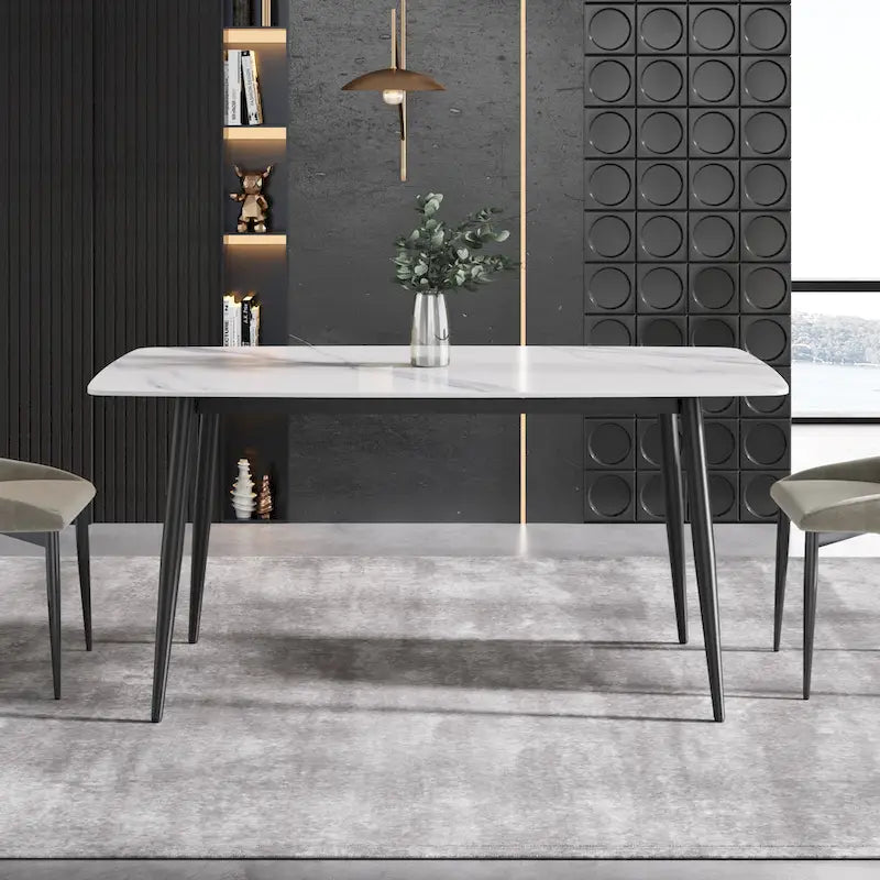 63 inch Modern White Rectangular Dining Table
