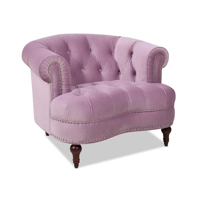 Fauteuil d'appoint en tissu tissé avec dossier capitonné et structure en bois massif