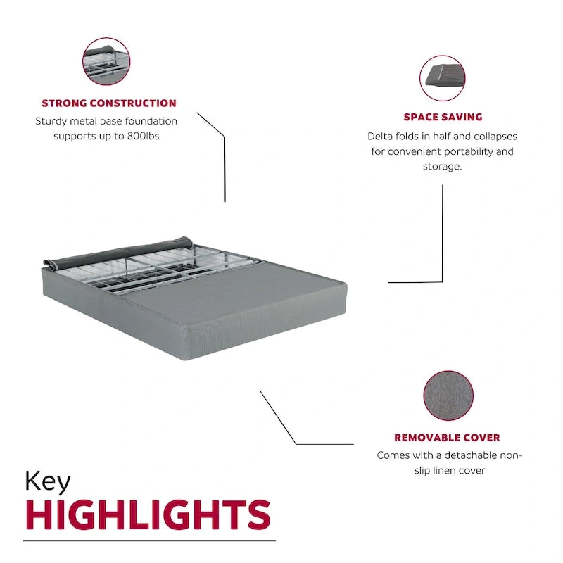 No Assembly 9 in. Metal Boxspring Folding Mattress Foundation