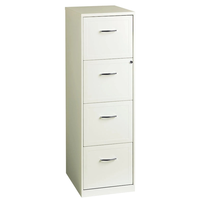 Pearl White 4 Drawer Metal Vertical File Cabinet
